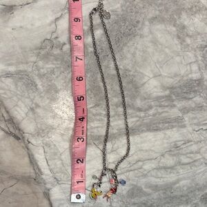 Disney Moana and goofy Silver Charm Necklace 20”